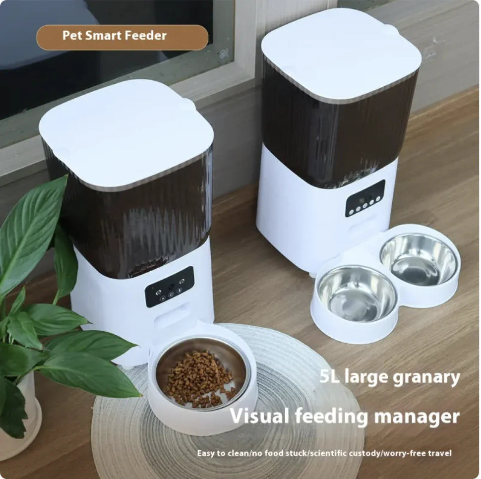 5L Smart Automatic Pet Feeder - Scheduled Meals, Portion Control & Remote Feeding | Button & WiFi Options