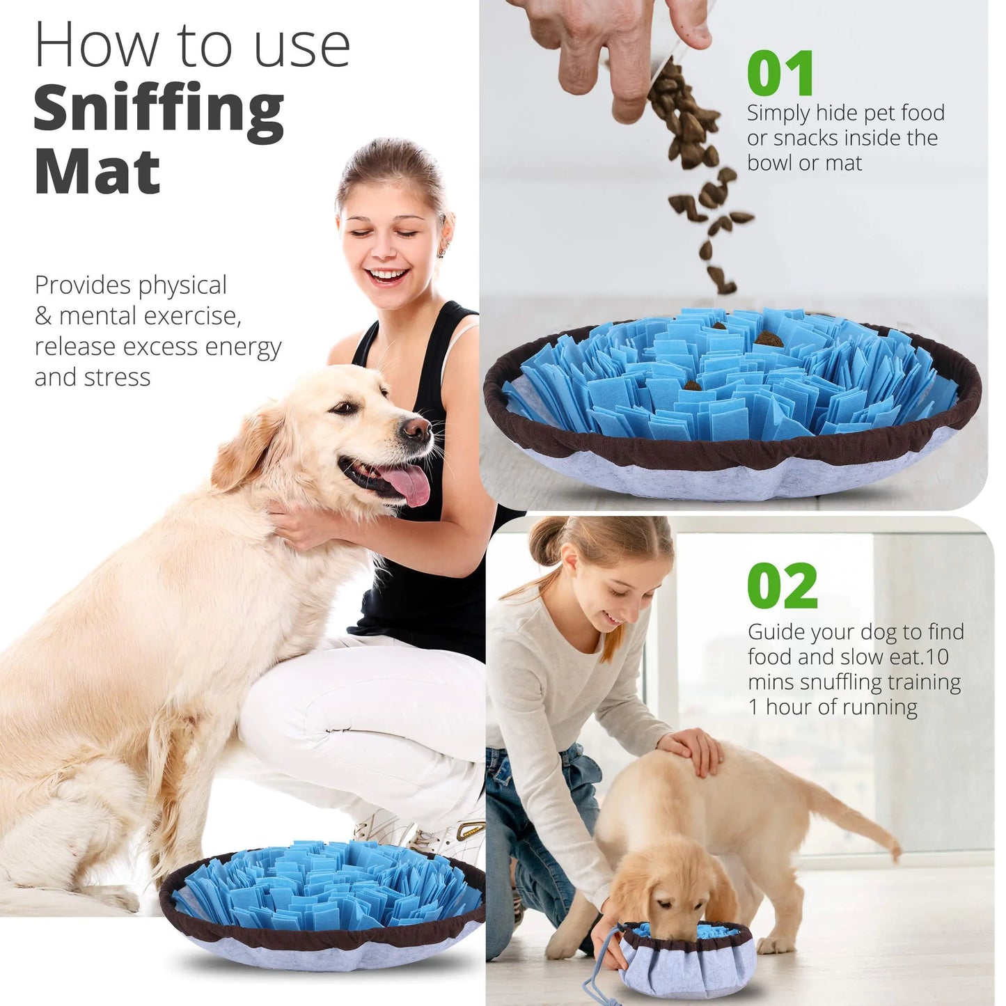 Rescue Paws Smart Sniff: Adjustable Interactive Dog Puzzle Feeding Mat