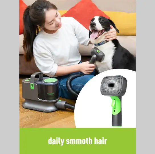 Pet Grooming Vacuum Kit with Clippers - 2-in-1 Low-Noise Grooming System | Mess-Free Pet Hair Trimmer for Dogs & Cats