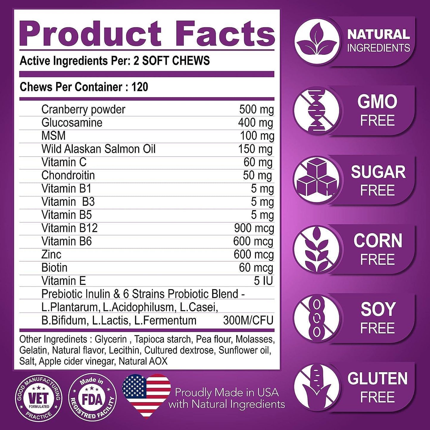 15-in-1 Dog Multivitamin Chewables - Complete Hip, Joint & Immune Support | Omega-3 Salmon Oil, Glucosamine