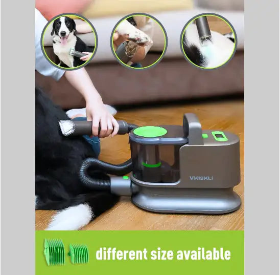 Pet Grooming Vacuum Kit with Clippers - 2-in-1 Low-Noise Grooming System | Mess-Free Pet Hair Trimmer for Dogs & Cats