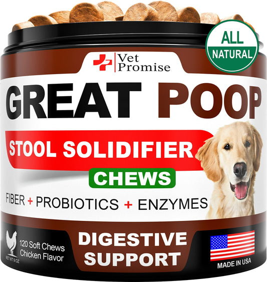 Dog Probiotics & Digestive Enzymes - Fiber Supplement for Firm Stool | Relieves Diarrhea, Gas & Constipation