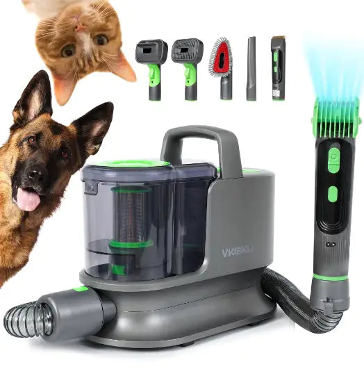 Pet Grooming Vacuum Kit with Clippers - 2-in-1 Low-Noise Grooming System | Mess-Free Pet Hair Trimmer for Dogs & Cats